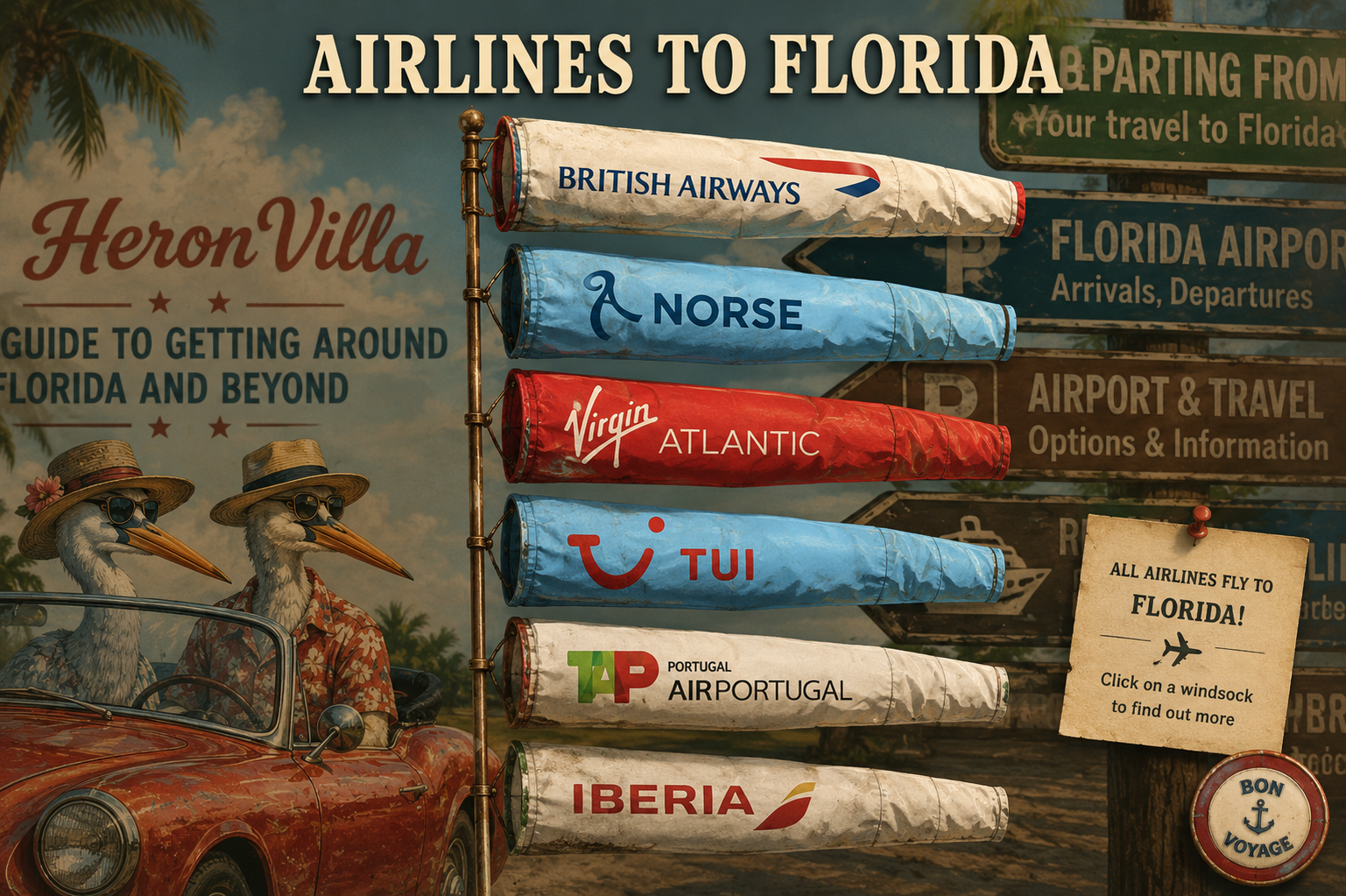 Vintage windsocks for British Airways, Norse Atlantic, Virgin Atlantic, TUI Airways, TAP Air Portugal and Iberia